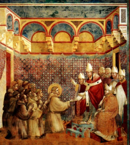 Giotto di Bondone. La aprobación de la regla (Asís, basílica de San Francisco). 1297-1300.