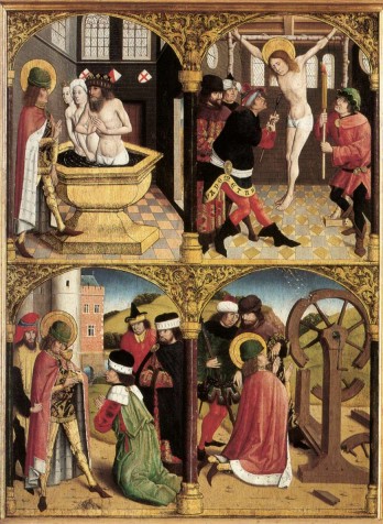 Anónimo flamenco. Escenas de la leyenda de San Jorge (Brujas, Groeninge Museum). Hacia 1500-1510.