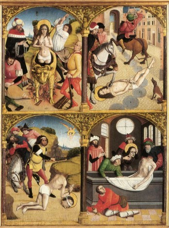 Anónimo flamenco. Escenas de la leyenda de San Jorge (Brujas, Groeninge Museum). Hacia 1500-1510.