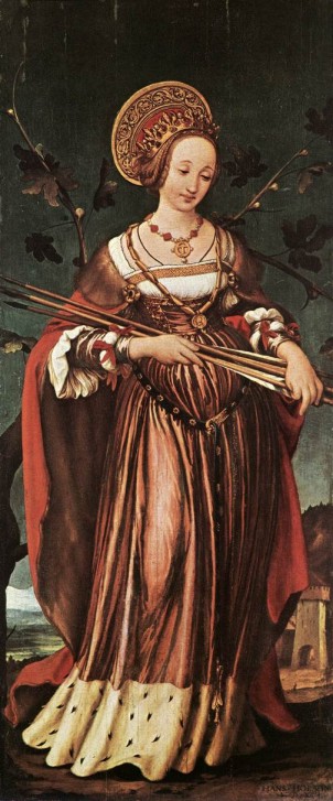 Hans Holbein el Joven. Santa Úrsula (Karlsruhe, Staatliche Kunsthalle). 1523.