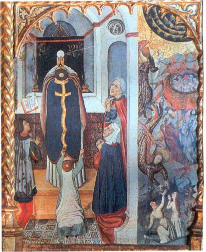 Jaume Cirera y Guillem Talarn. Retablo de San Miguel (fragmento). Iglesia de Sant Pere de Terrassa. Siglo XV.