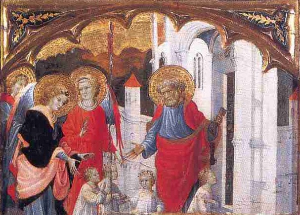 Miguel Alcañiz. Retablo de San Miguel (Lyon, Museo de Bellas Artes). Finales del siglo XV. Detalle.