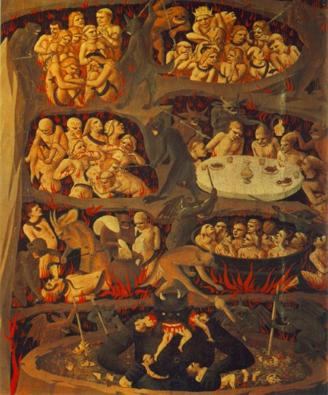 Juicio Final. Fray Angelico (Florencia, Museo de San Marcos). Hacia 1432-1435.  Detalle del infierno.