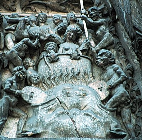 Juicio Final de la Catedral de Bourges (Francia). Siglo XIII. Detalle del infierno.