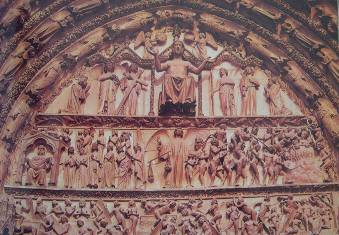 El Juicio Final. Fachada  oriental de la catedral de Bouges (Francia). Siglo XIII.