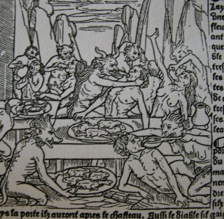 Castigo de la gula. Kompost et Kalendrier des  bergers. Publicado en París en 1493 por el impresor Guyot Marchand.