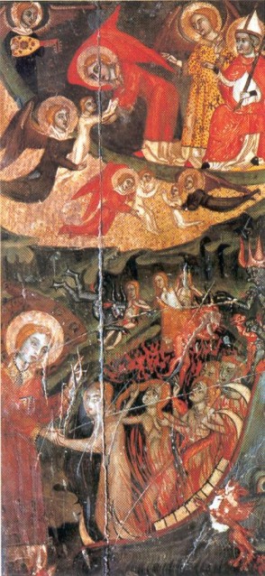 Liberación de la s almas del purgatorio. Retablo de San Miguel de la catedral de Elna (Sur de Francia). Finales del siglo XIV.