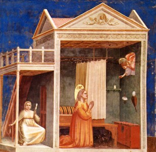 Giotto. Anunciación del ángel a santa Ana (Padua, capilla Scrovegni).  1303-1306.