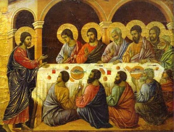 Duccio di Buoninsegna. Aparición de Cristo a los apóstoles en el cenáculo (Siena, Museo dell'Opera del Duomo). 1308-1311.