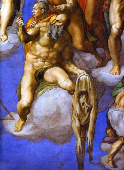 Miguel Ángel. San Bartolomé. Detalle del Juicio Final de la Capilla Sixtina (Vaticano).  1537-1541.