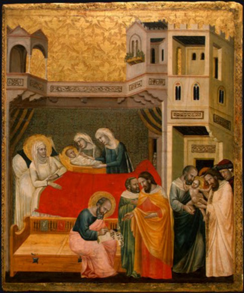 Anónimo italiano. Nacimiento de San Juan Bautista (Washington, National Gallery). 1330-1340. 