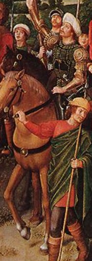 Hans Memling. Crucifixión. Detalle (Budapest, Museo de Bellas artes). Finales del siglo XV.