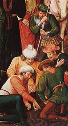 Hans Memling. Crucifixión. Detalle (Budapest, Museo de Bellas artes). Finales del siglo XV.
