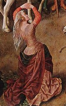 Hans Memling. Crucifixión. Detalle (Budapest, Museo de Bellas artes). Finales del siglo XV.