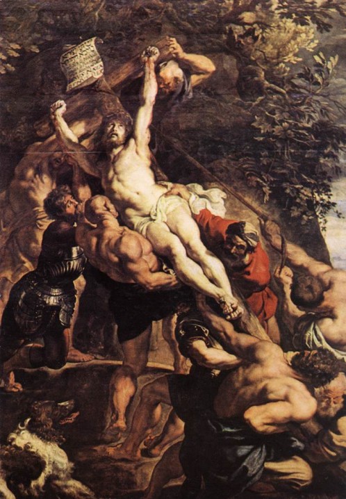 Pedro Pablo Rubens. Erección de la cruz (Amberes, catedral ). 1610.