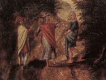 Herri met de Bles. Encuentro con los peregrinos de emaús. Detalle  (Amberes, Museum Mayer van den Bergh). Segunda mitad del siglo XVI.