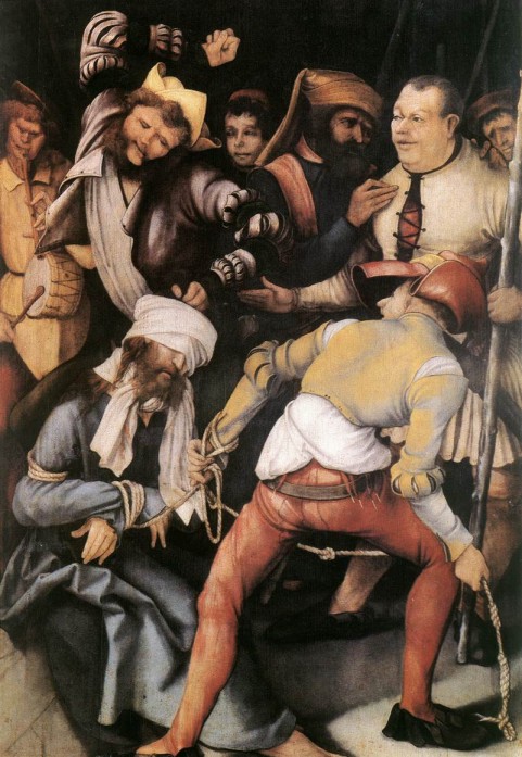 Matias Grünewald. El escarnio de Cristo (Munich, Alte Pinakothek). 1503.