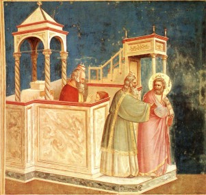 Giotto. Expulsión de Joaquín del Templo (Padua, capilla Scrovegni).  1303-1306.