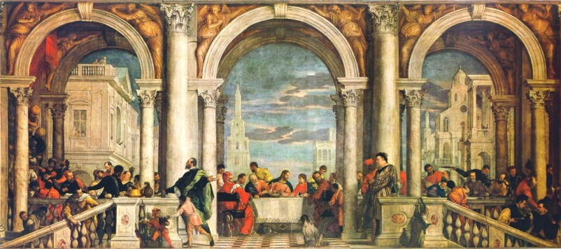 Pablo Veronés.  Comida en casa de Leví (Venecia, Galería de la Academia). 1573.