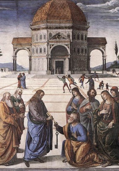 Rafael Sanzio. Entrega de las llaves a San Pedro (Vaticano, Capilla Sixtina). 1481- 1482.