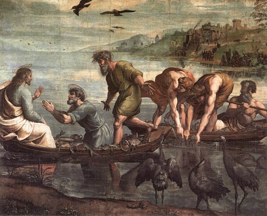 Rafael Sanzio. La pesca milagrosa (Londres, Victoria and Albert Museum). 1515.