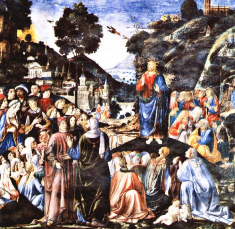 Piero di Cósimo. Cristo predicando el sermón de la montaña (Vaticano, Capilla Sixtina).  Segunda mitad del siglo XV.