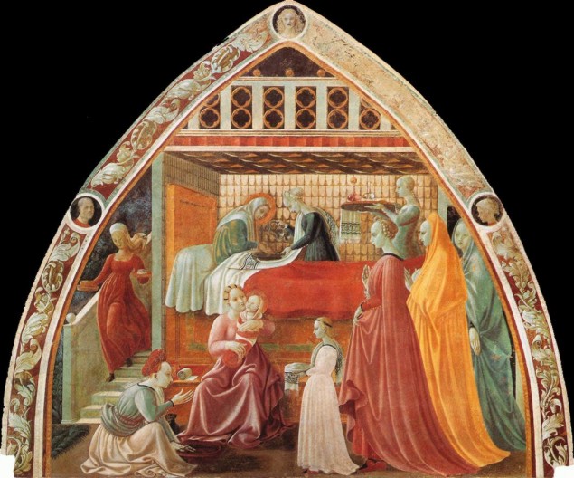 Paolo Ucello. Nacimiento de la Virgen (Prato, catedral). 1435. 