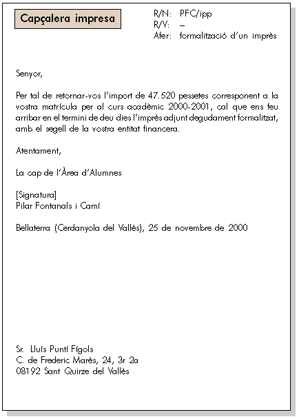 Exemple de l'estructura 1 de l'ofici