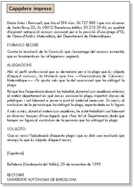 Exemple del recurs