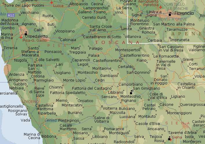 Mapa de la Toscana