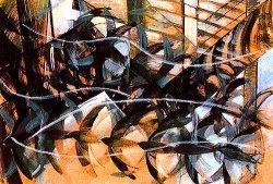 El futurisme neix a It�lia el 1909, i pinta la ciutat moderna, la gran ind�stria, m�quines de tota mena i prova de representar el moviment. Usen els colors de forma an�rquica, tant s�n monocroms com contrastats. Els pintors principals s�n Giacomo Balla, Carlo Carr�, Gino Severini i Umberto Boccioni. 