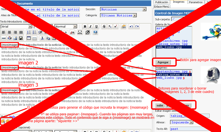 no utilizamos la forma de insertar imgenes propia del sistema