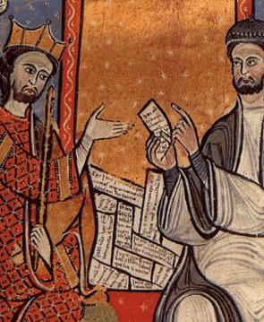 Barcelona. Fragment d'una miniatura del Liber Feudorum Maior. Segle XII. ACA. 