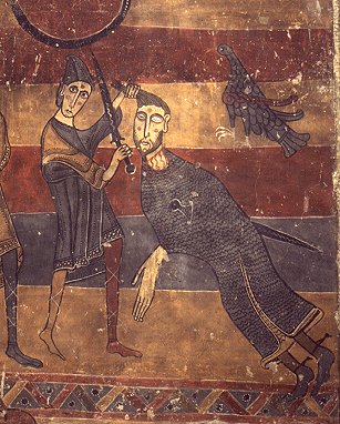 Mural de Santa Maria de Tall. Lluita entre David i Goliat. Segle XII. MNAC. Barcelona. Foto(Calveras/Mrida/Sagrist)