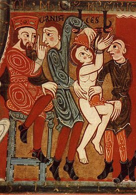 Vic. Fragment del frontal de Santa Margarida de Vilaseca que representa el martiri de Santa Margarida. Segles XII i XIII. Museu Episcopal de Vic.