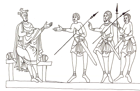 Adaptaci d'una miniatura de la Bblia de Rodes (s.XI) Pars. Biblioteca Nacional. Dibuix (E.Barrobs)