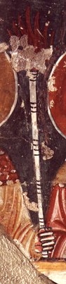 Barcelona. Fragment del mural de Sant Quirze de Pedret. Detall d'una verge prudent on es pot veure que porta una torxa. Segle XII. MNAC. Foto(Mrida/Sagrist/Calveras).
