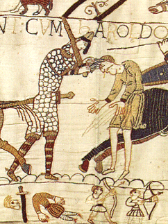Bayeux. Fragment del tap�s que representa un acte de viol�ncia. Segle XI. Autoritzaci� especial Ciutat de Bayeux.