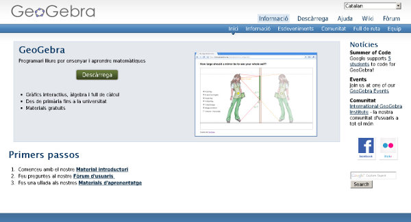 pantalla del geogebra web