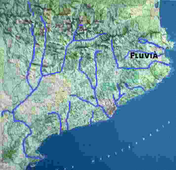Mapa de Catalunya  con el  Fluvià  marcado