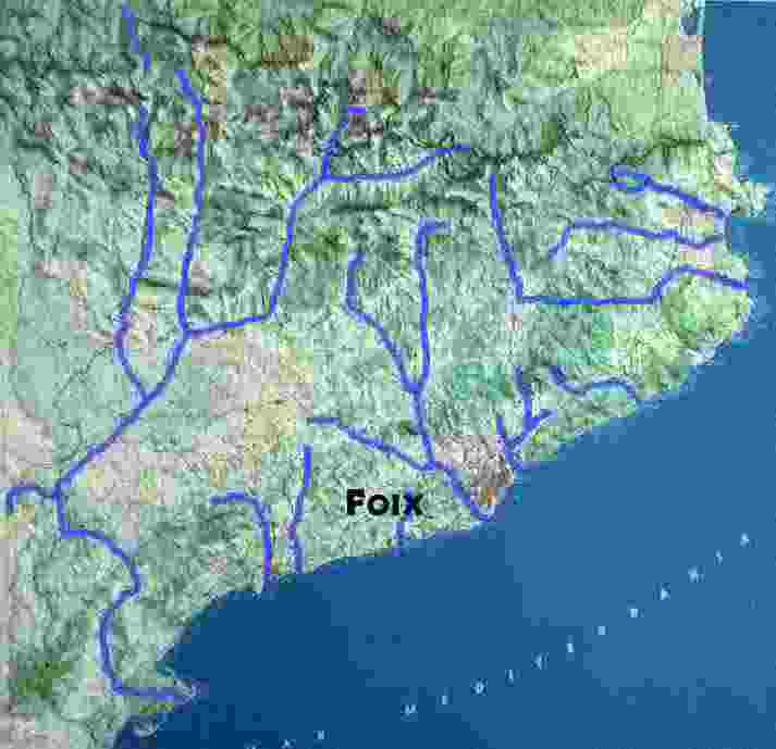 Mapa de Catalunya con el Foix marcado
