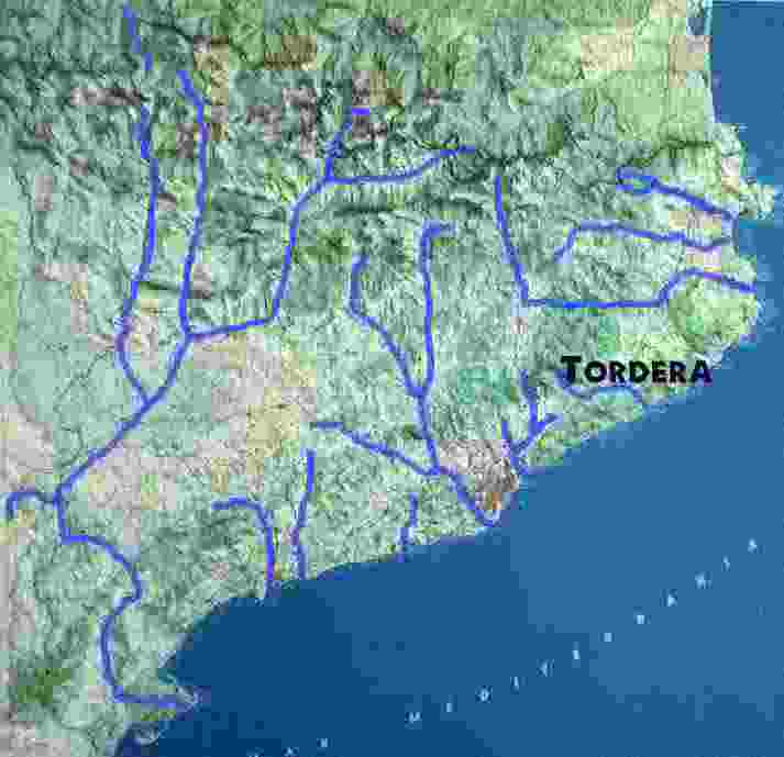 Mapa de Catalunya con la Tordera marcado