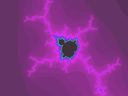 Ampliación de la parte superior del fractal de Mandelbrot