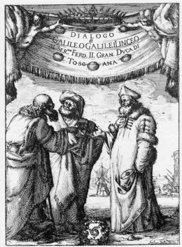 Portada del “Diálogo sobre los máximos sistemas del mundo, tolemaico y copernicano” de Galileo Galilei (Florencia, 1632)
