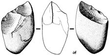 Còdols. Canto tallado bifacial. Dibuix de José-Manuel Benito Álvarez.