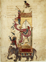 The elephant clock in a manuscript by Al-Jazari, from The Book of Knowledge of Ingenious Mechanical Devices by Robinson, Andrew.