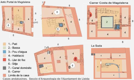 Cases andalusines a Lleida. Imatge de la Seccio d'Arqueologia de l'Ajuntament de Lleida