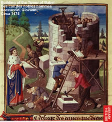 Building of the Tower of Babel. Giovanni Boccaccio. Circa 1475. British Library.