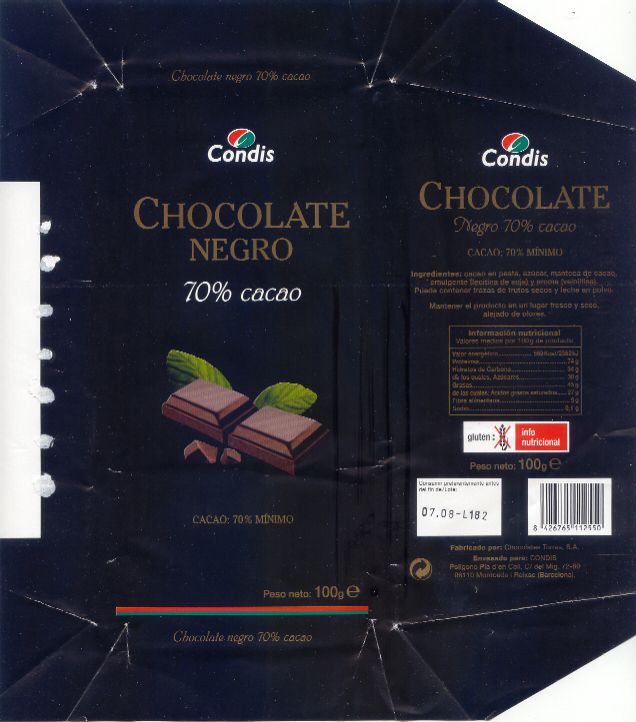 Un envoltori d'un paquet de xocolata