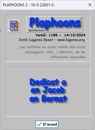 Cuadro de dilogo de crditos del programa Plaphoons